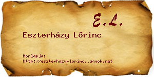 Eszterházy Lőrinc névjegykártya